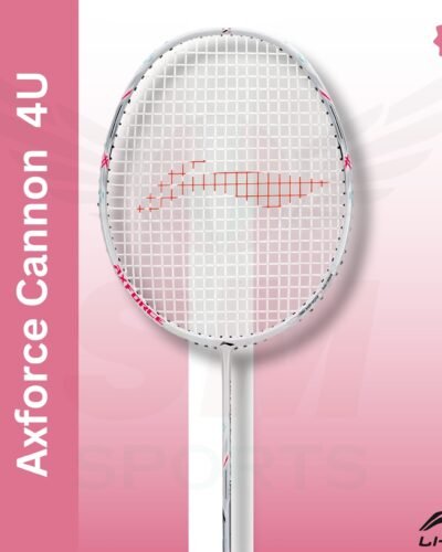 Li-Ning Axforce Cannon Lite Unstrung Badminton Racquet 4U/5U | High Performance Offensive Racket - White/Pink