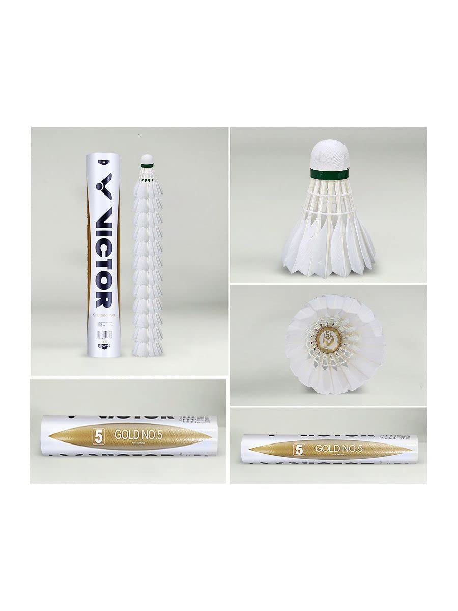 Victor Gold 5 Feather Badminton Shuttlecock (white) - Image 2