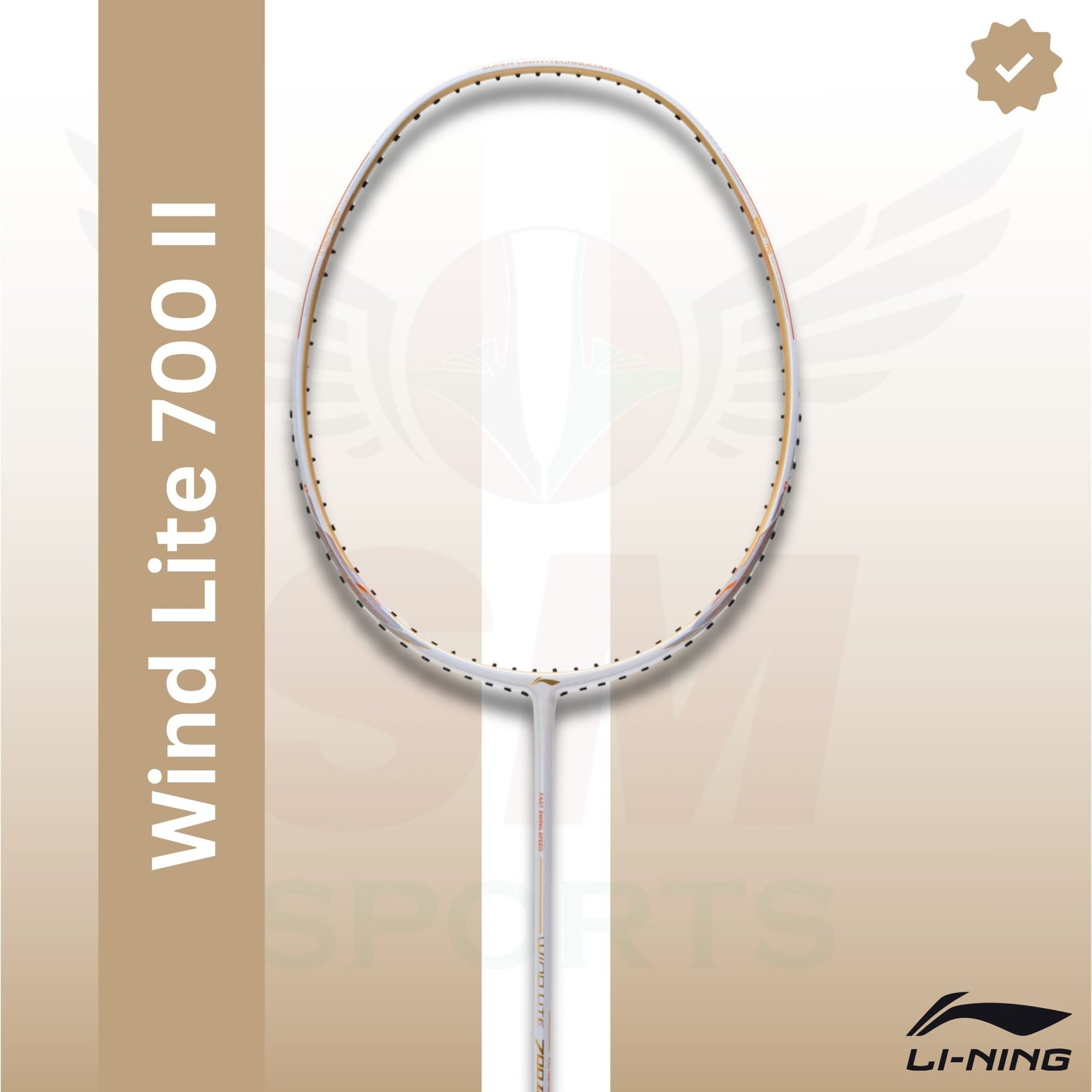 Li-Ning Wind Lite 700 II (white Gold) (strung) Badminton Racquet