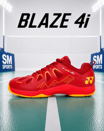 Yonex Blaze 4i Badminton Shoes – Red Yellow | True Cushion Technology | Intermediate Level