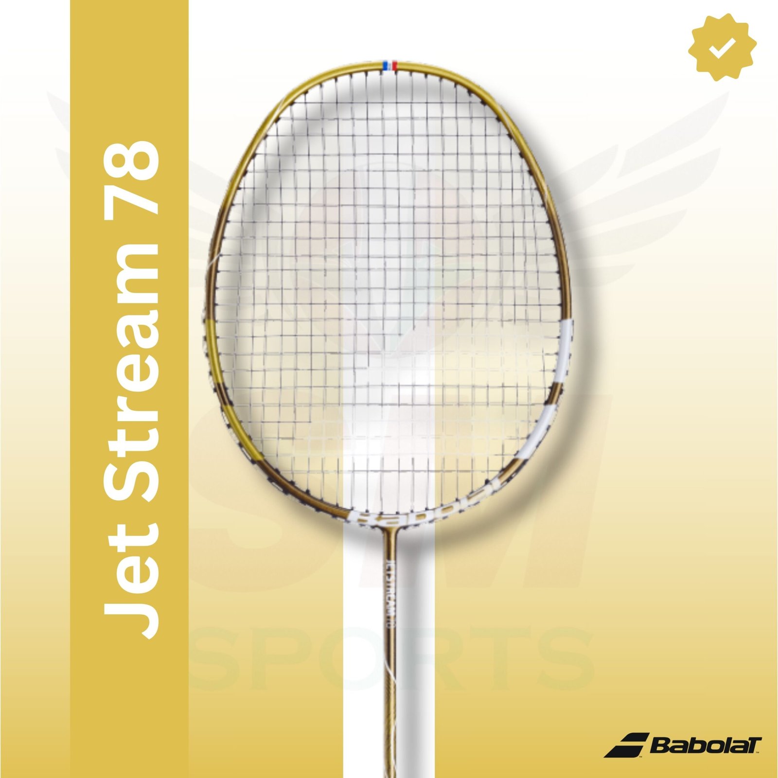 BABOLAT Jet Stream 78 (White/Gold) (unstrung) Badminton Racquet