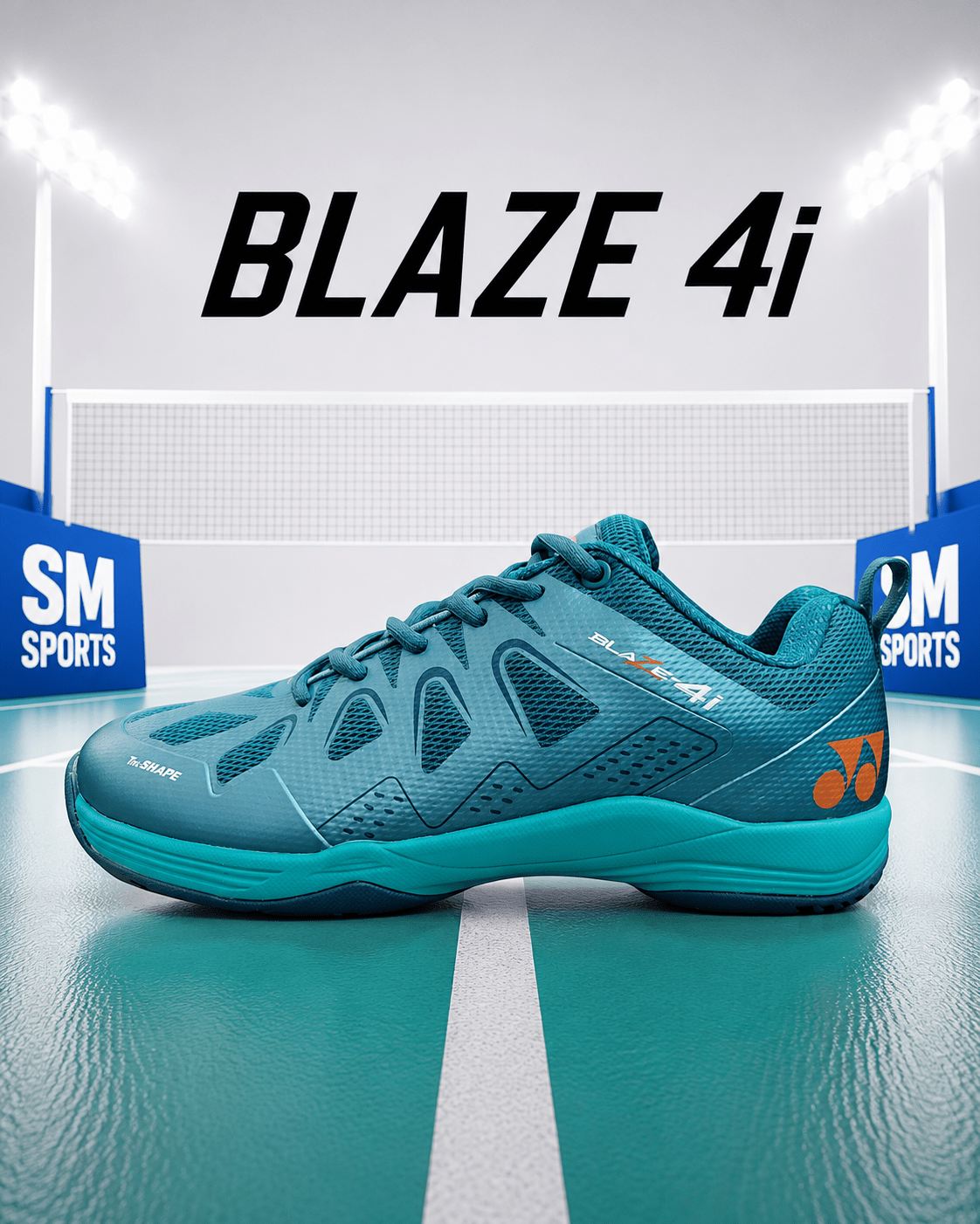 Yonex Blaze 4i Badminton Shoes – Green Orange | True Cushion Technology | Intermediate Level