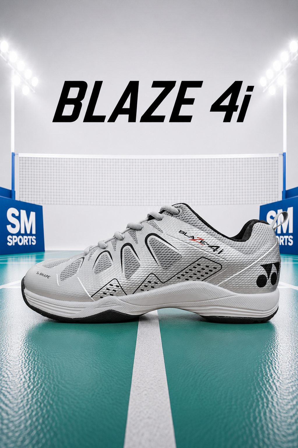 Yonex Blaze 4i Badminton Shoes – Grey Black | TRU Cushion Technology | Intermediate Level
