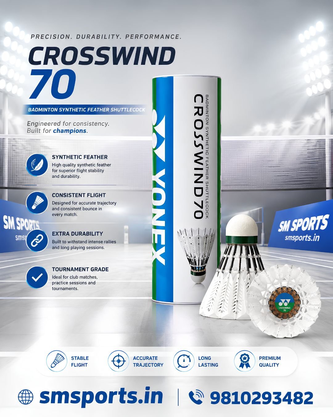 Yonex Crosswind 70 Synthetic Feather Shuttlecock - Image 2