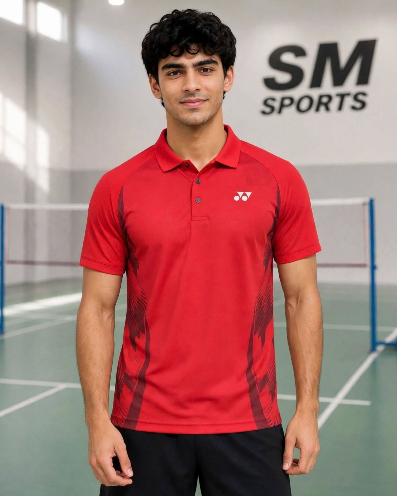 Yonex 2985 Men's Easy5 Polo T-Shirt (True Red) - Breathable Polyester Sports & Casual Wear