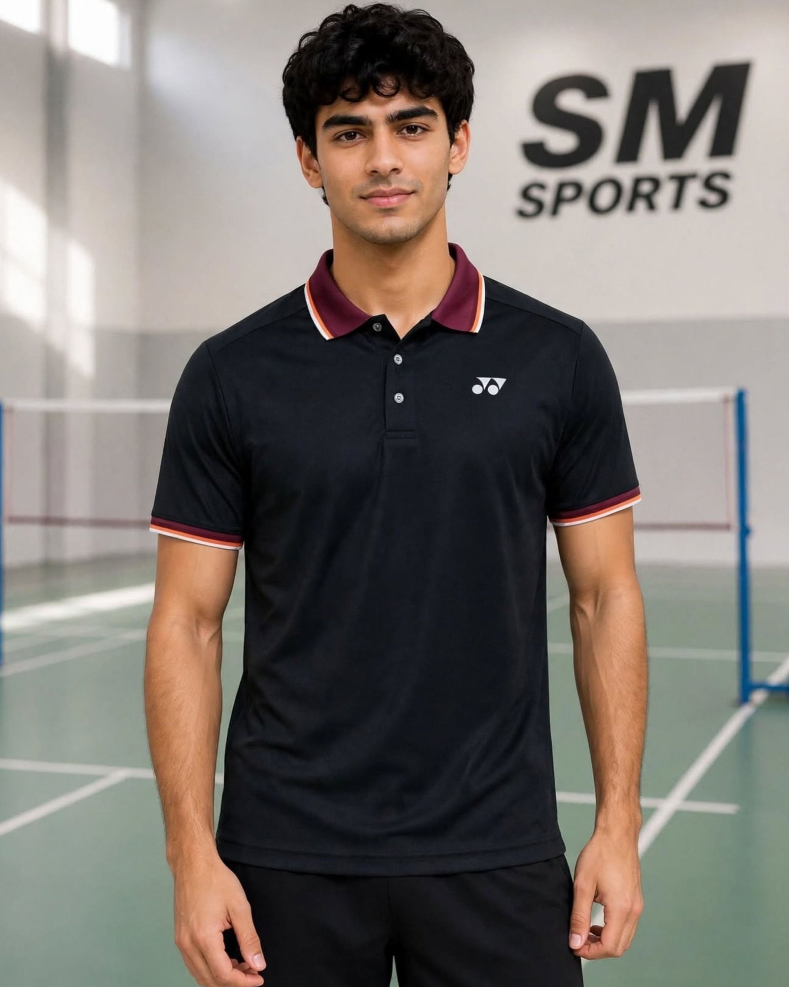 Yonex 3028 Men's Easy5 Polo T-Shirt (Jet Black) - Breathable Polyester for Badminton & Casual Wear