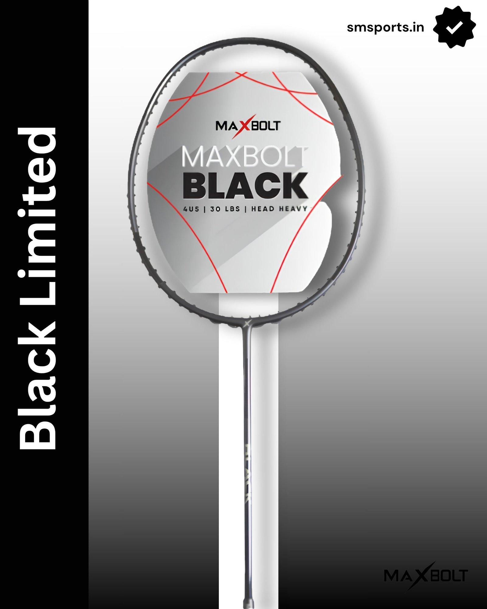 Maxbolt Black Badminton Racket