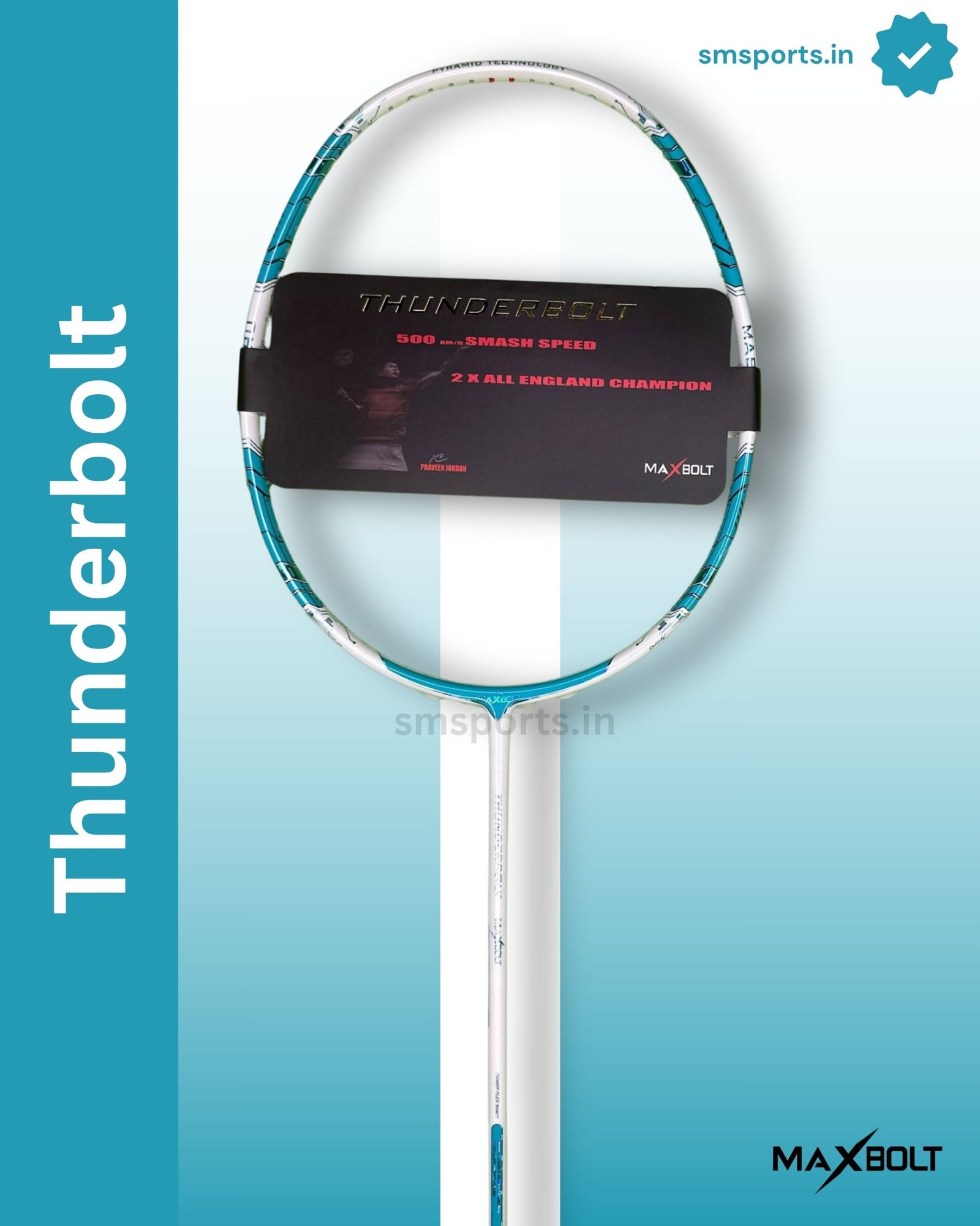 Maxbolt Thunderbolt White Badminton Racket