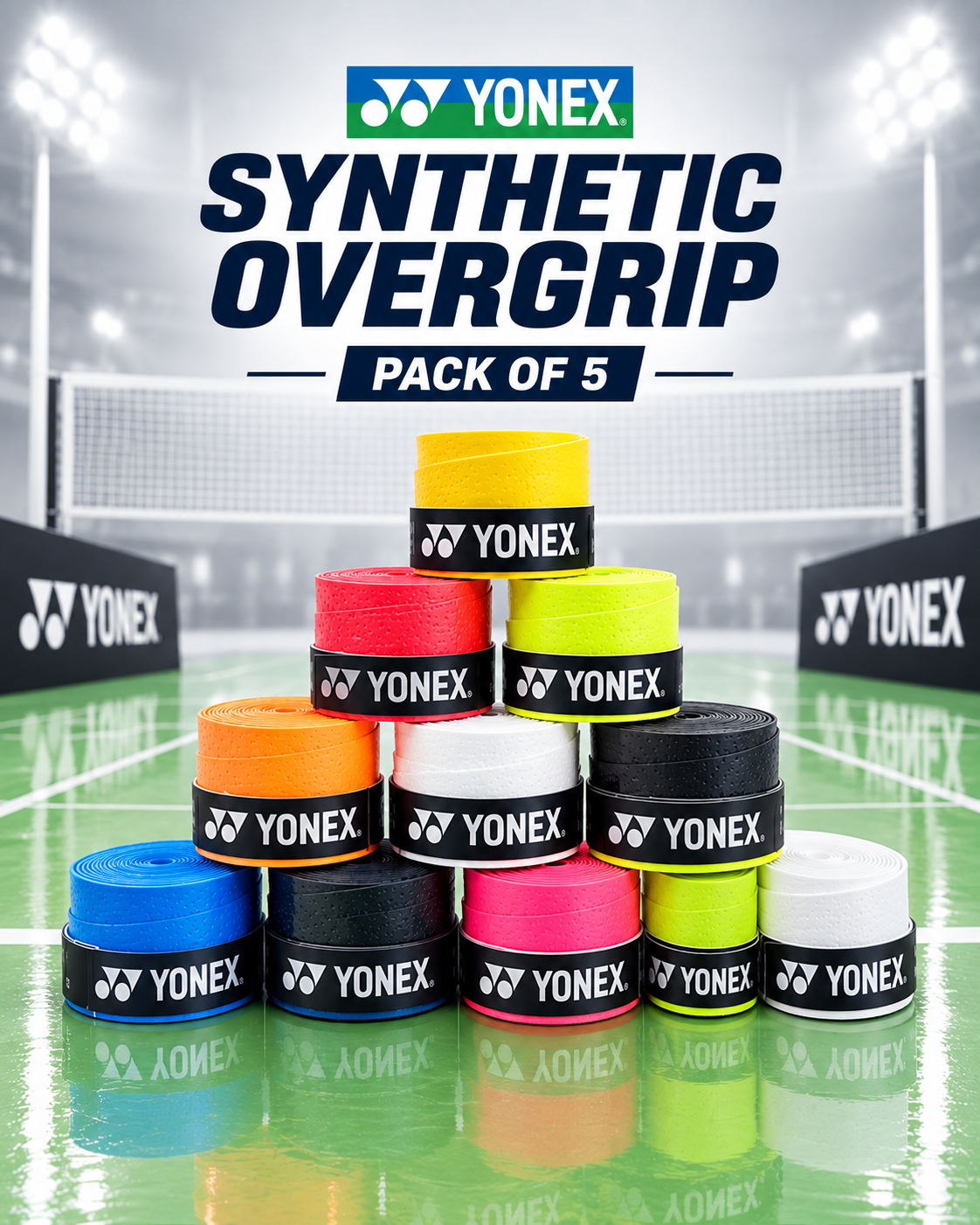 Yonex Tech-501B Badminton Grip - 5 pcs (Multicolor)
